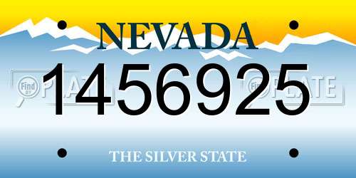 1456925 Nevada License Plate