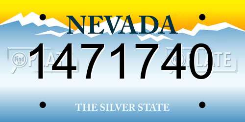 1471740 Nevada License Plate