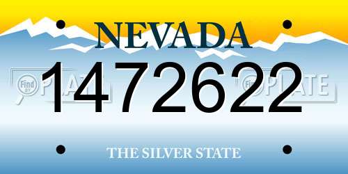 1472622 Nevada License Plate