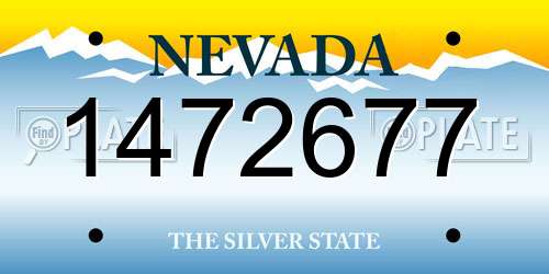 1472677 Nevada License Plate