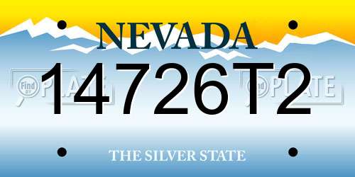 14726T2 Nevada License Plate