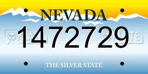 1472729 Nevada License Plate