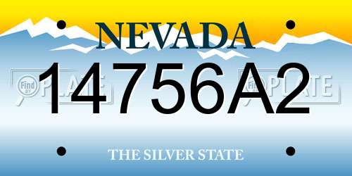 14756A2 Nevada License Plate