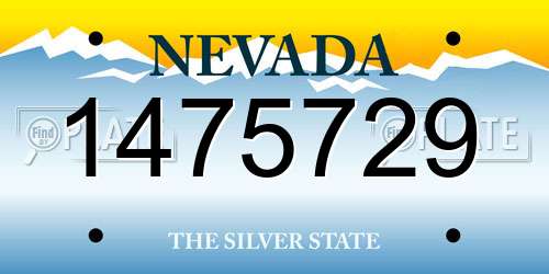 1475729 Nevada License Plate