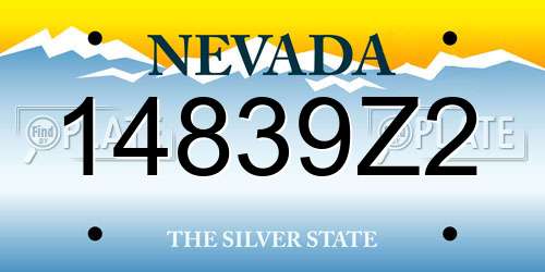 14839Z2 Nevada License Plate