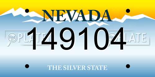 149104 Nevada License Plate
