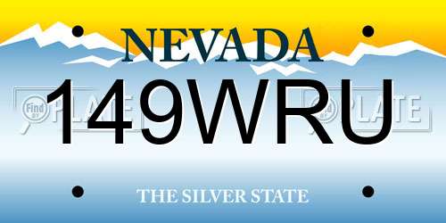 149WRU Nevada License Plate