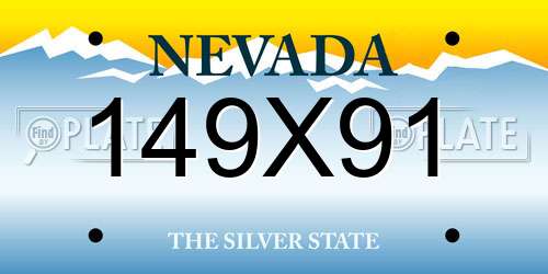 149X91 Nevada License Plate
