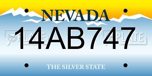 14AB747 Nevada License Plate