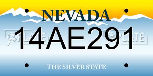 14AE291 Nevada License Plate