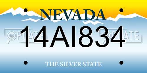 14AI834 Nevada License Plate