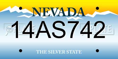 14AS742 Nevada License Plate