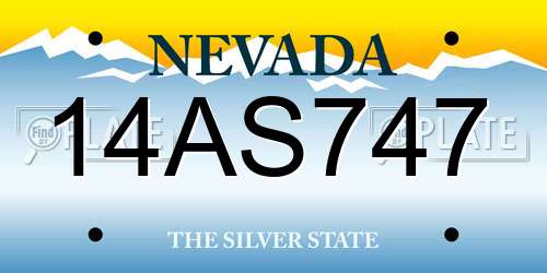 14AS747 Nevada License Plate