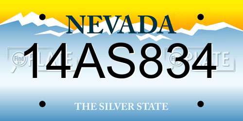 14AS834 Nevada License Plate