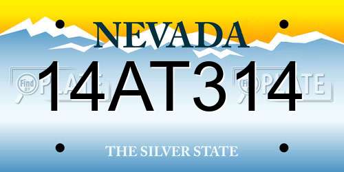 14AT314 Nevada License Plate