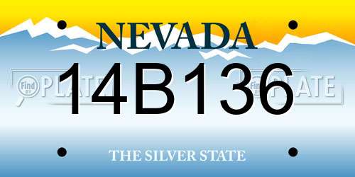 14B136 Nevada License Plate