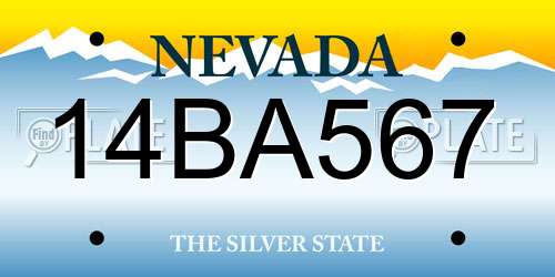 14BA567 Nevada License Plate