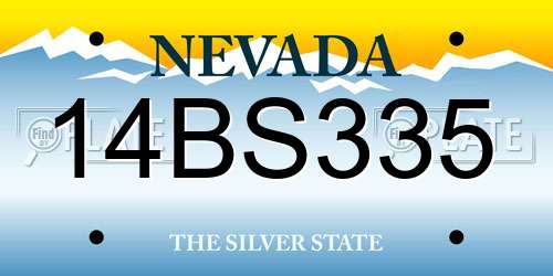 14BS335 Nevada License Plate