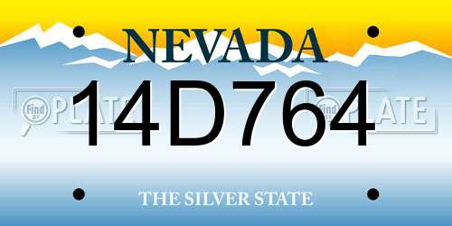 14D764 Nevada License Plate