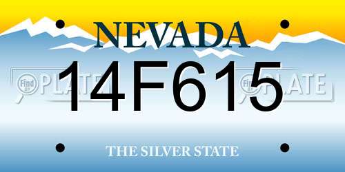14F615 Nevada License Plate