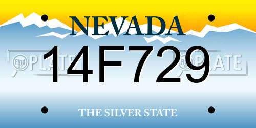 14F729 Nevada License Plate