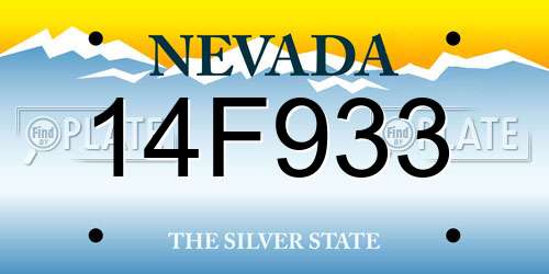 14F933 Nevada License Plate