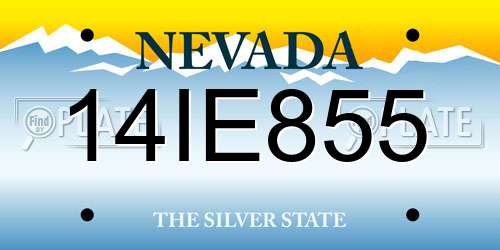 14IE855 Nevada License Plate