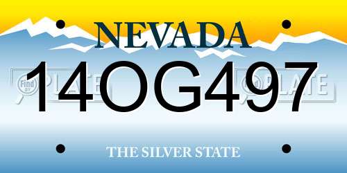 14OG497 Nevada License Plate