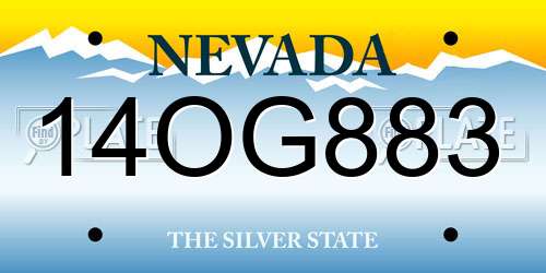 14OG883 Nevada License Plate