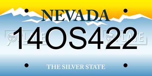 14OS422 Nevada License Plate