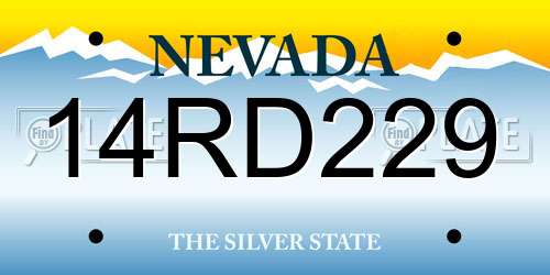 14RD229 Nevada License Plate