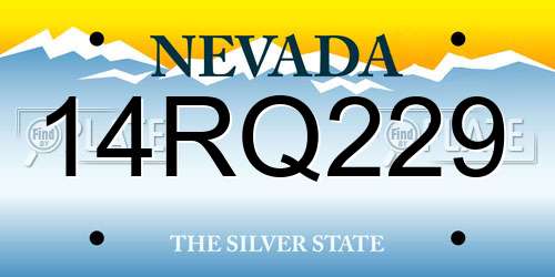 14RQ229 Nevada License Plate