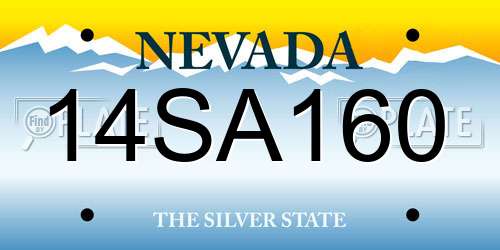 14SA160 Nevada License Plate