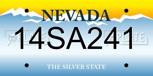 14SA241 Nevada License Plate