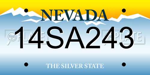 14SA243 Nevada License Plate