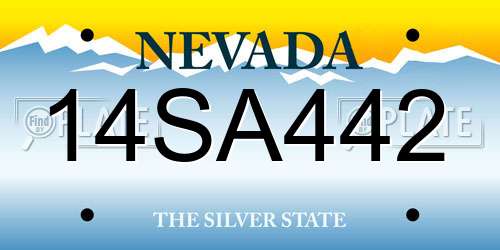 14SA442 Nevada License Plate