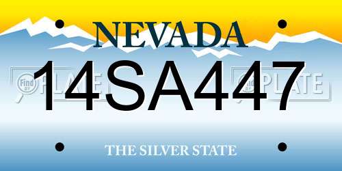 14SA447 Nevada License Plate