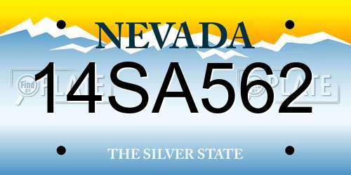 14SA562 Nevada License Plate