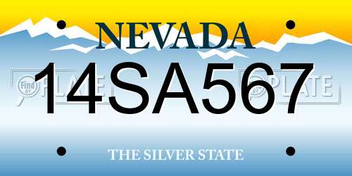 14SA567 Nevada License Plate