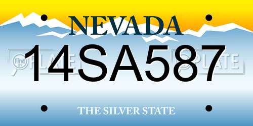 14SA587 Nevada License Plate