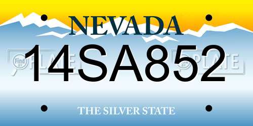 14SA852 Nevada License Plate