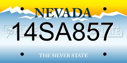 14SA857 Nevada License Plate