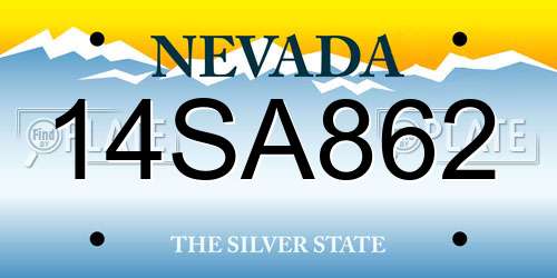 14SA862 Nevada License Plate