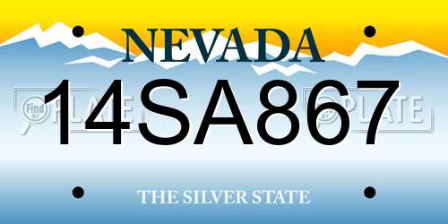 14SA867 Nevada License Plate