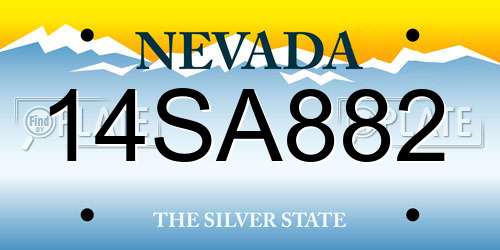 14SA882 Nevada License Plate