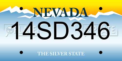 14SD346 Nevada License Plate
