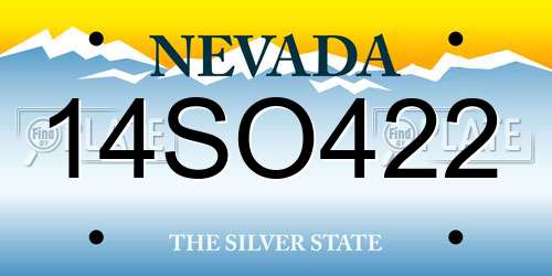 14SO422 Nevada License Plate