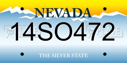 14SO472 Nevada License Plate