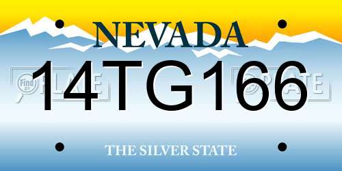 14TG166 Nevada License Plate