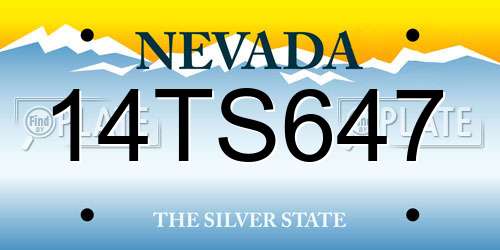 14TS647 Nevada License Plate